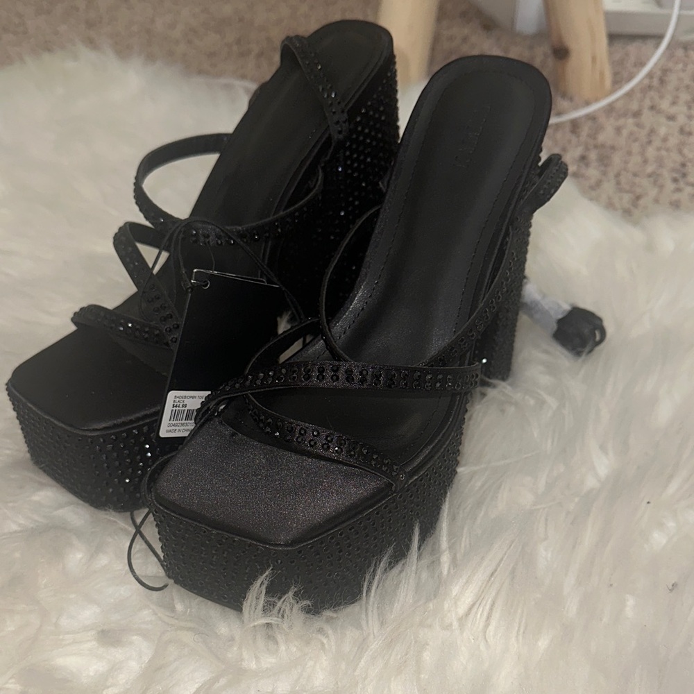 Black Studded Platform Sandals